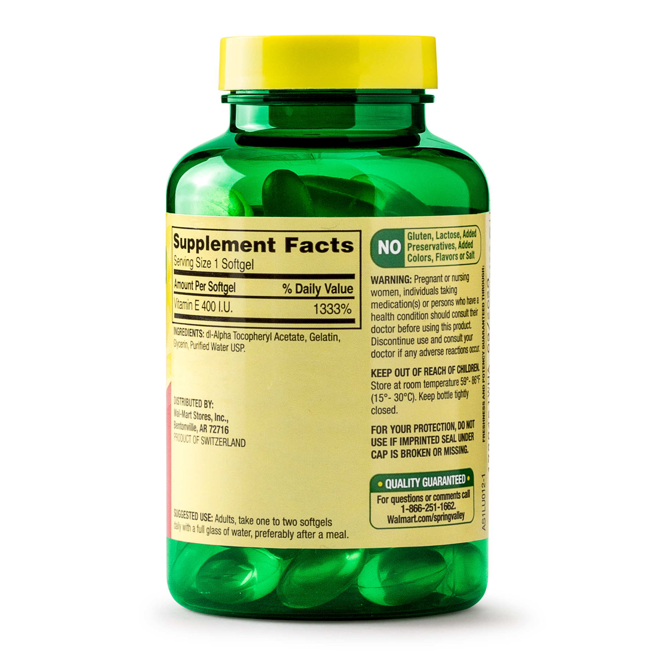 Twin Pack Spring Valley Vitamin E Dietary Supplement, 180 mg, 100 count